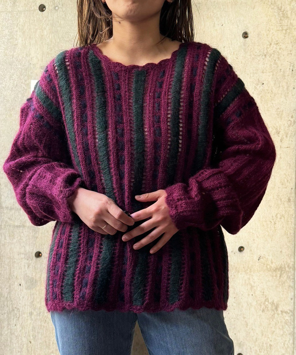 Scalloped Neck Mohair Knit – H アッシュ