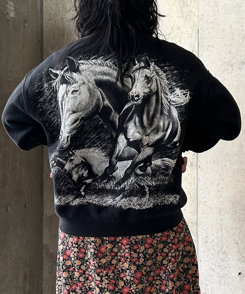 90s "FRUIT OF THE LOOM" Horse Print Sweat