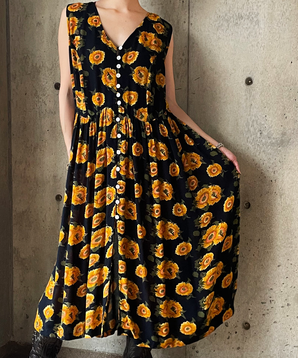 N/S Sun Flower Pattern Onepiece – H アッシュ