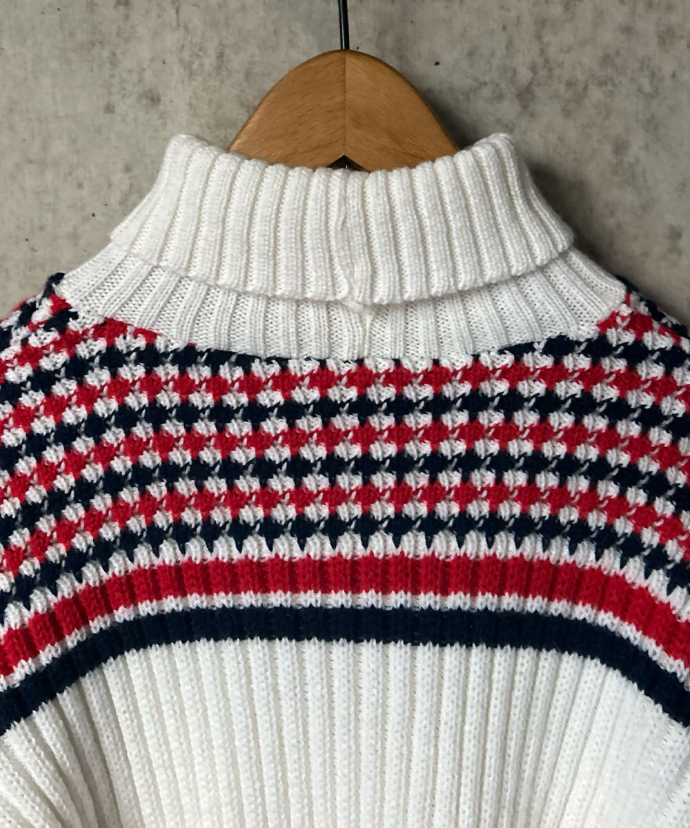 yoused 90s  Harbour border ロング丈 70s Border Turtle Neck Rib Knit – H アッシュ
