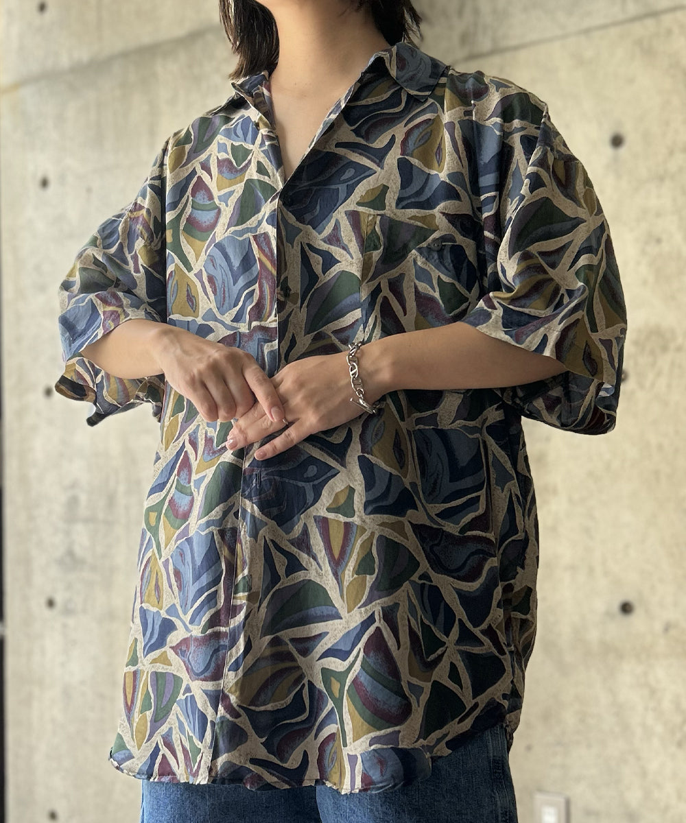 S/S Abstract Pattern Silk Shirt – H アッシュ