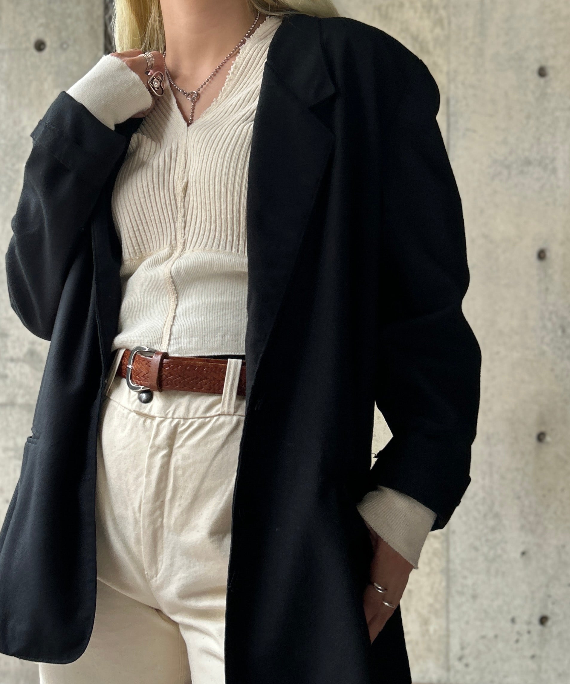 Remake Vintage Sweden Thermal Vneck Tops – H アッシュ