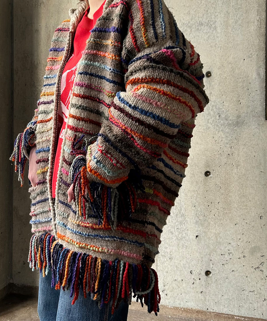 ECUADOR Colorful Fringe Knit Jacket