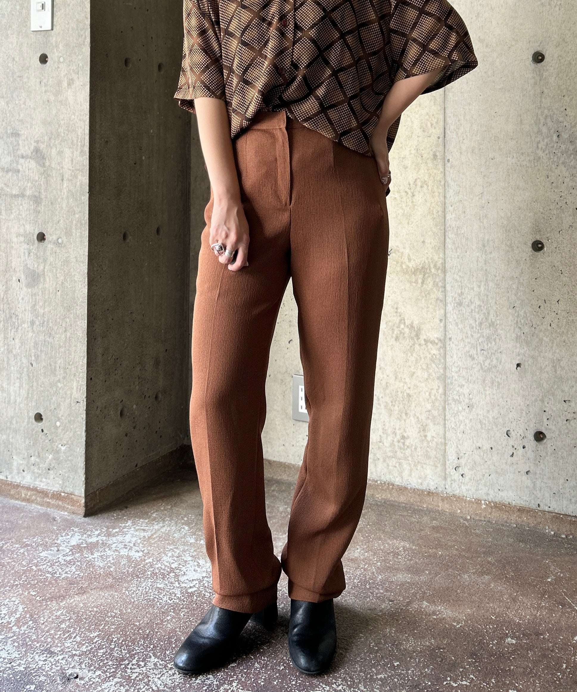 未使用 タグ付き H アッシュ 中目黒 リブニット パンツ アイボリー 日本製 H アッシュ - ヴィンテージセレクトショップ