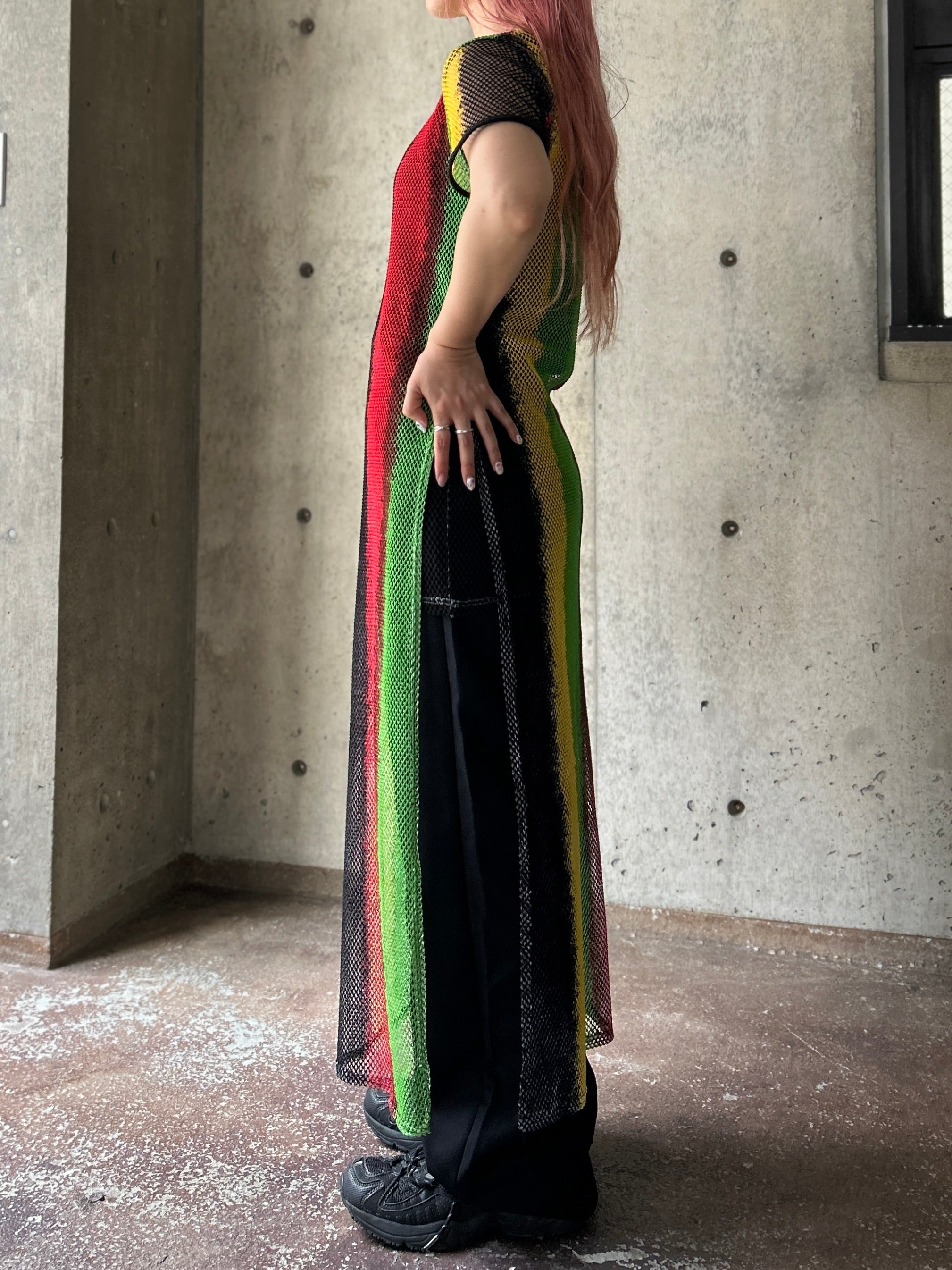 S/S Rasta Color Mesh Onepiece – H アッシュ