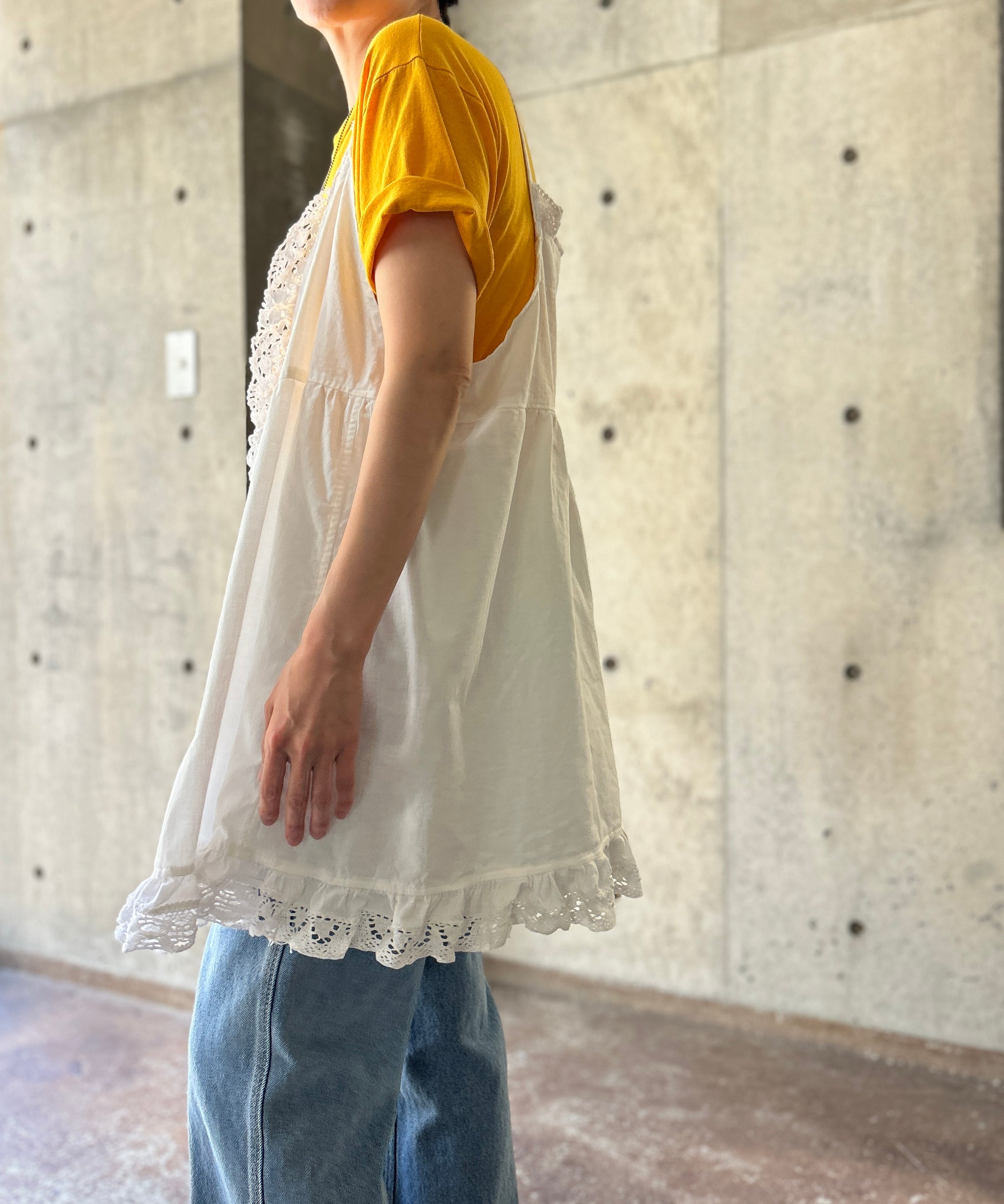 トップス Riri cachecoeur tops beige Remake Vintage Lace Cachecoeur Cami Tops – H アッシュ