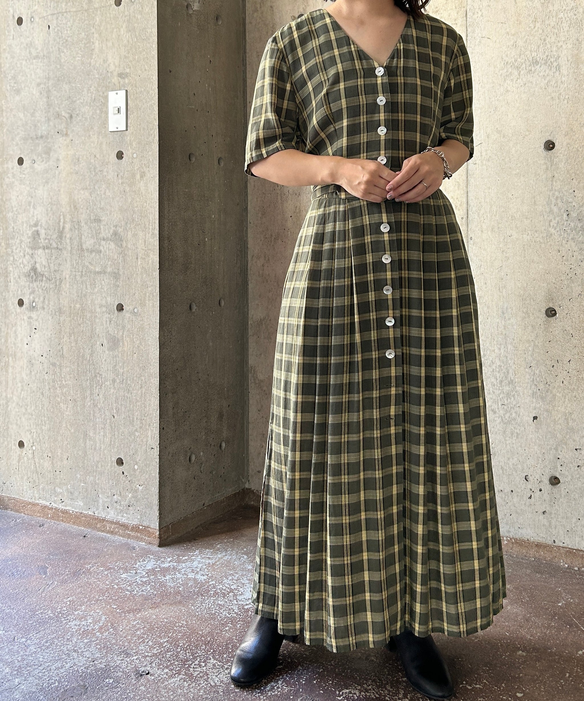 S/S Plaid Pattern Onepiece – H アッシュ