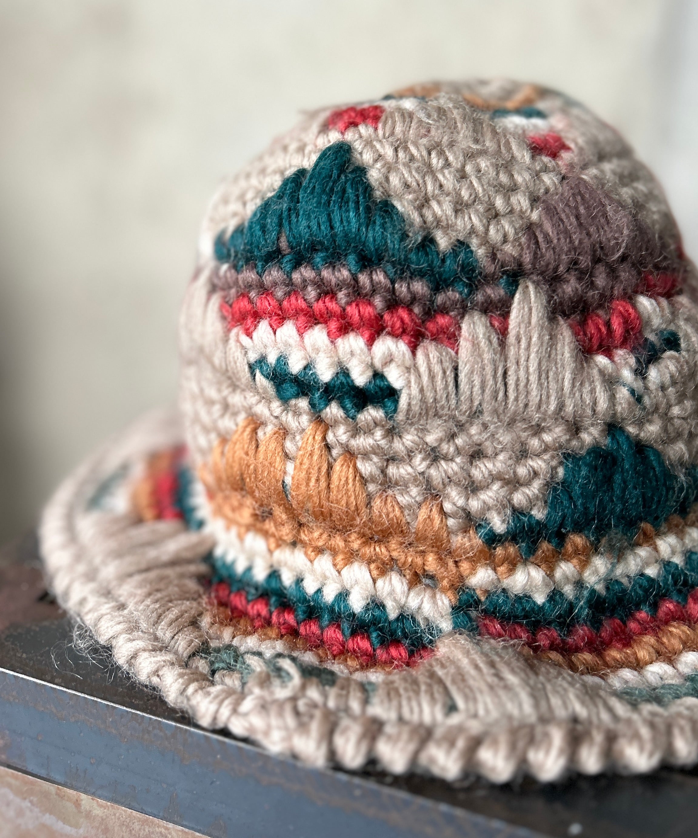 Patterned Wool Hat – H アッシュ