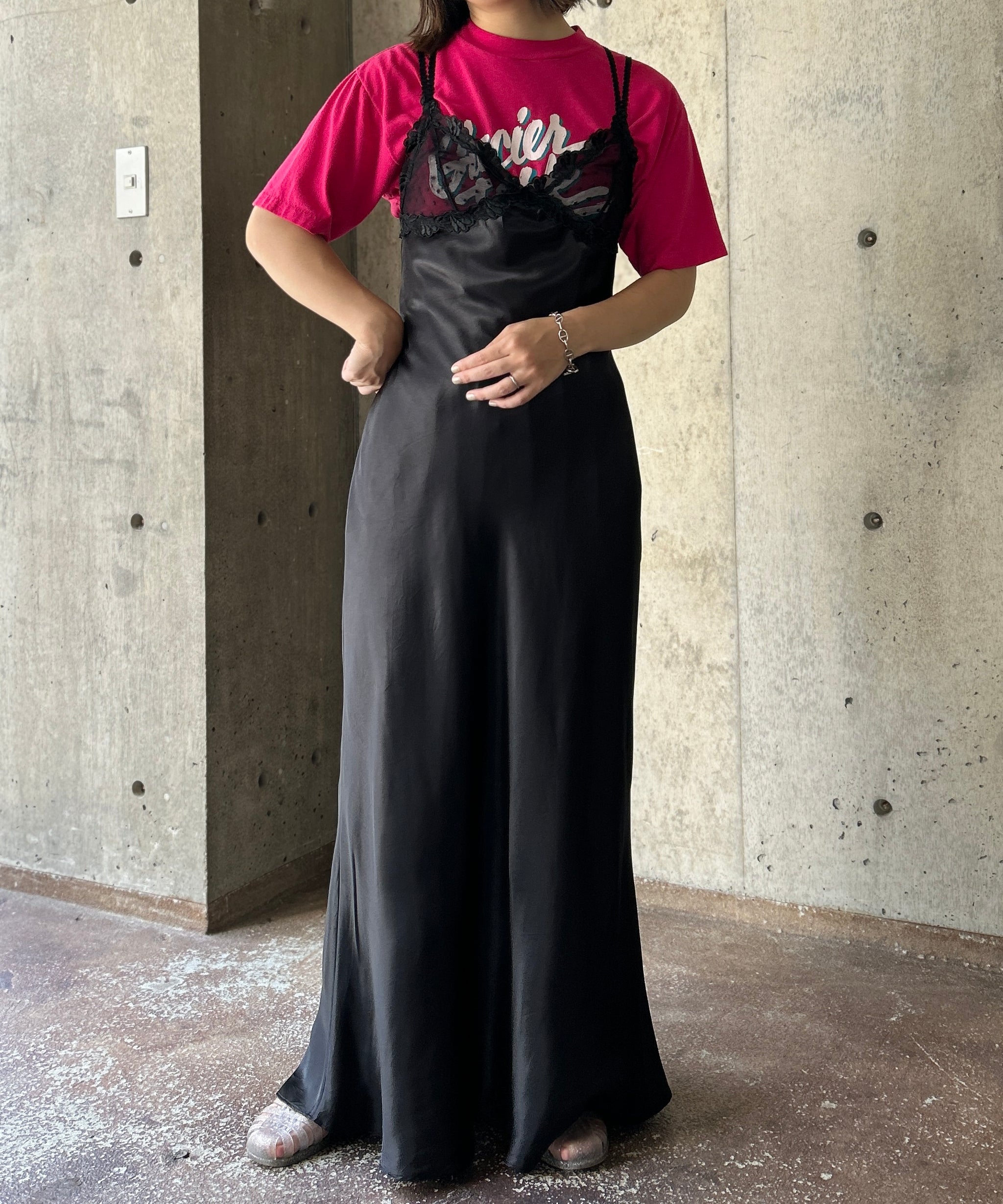 ワンピース vintage onepiece セール】VINTAGE FLOWER SATIN ONEPIECE（ワンピース）｜CLANE