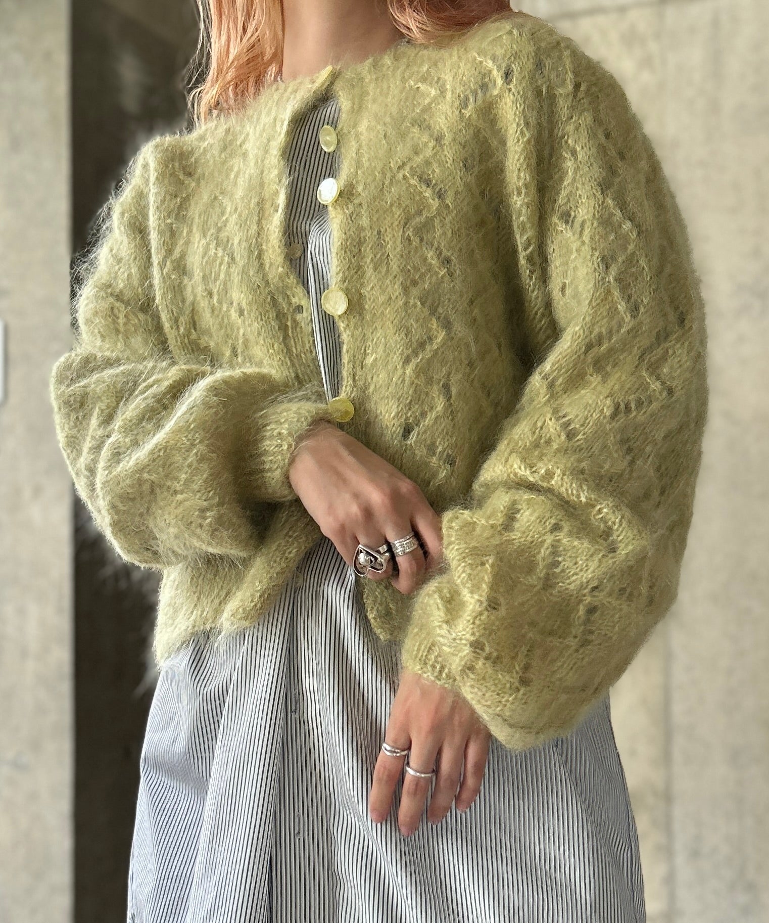 Zigzag Pattern Mohair Knit Cardigan – H アッシュ