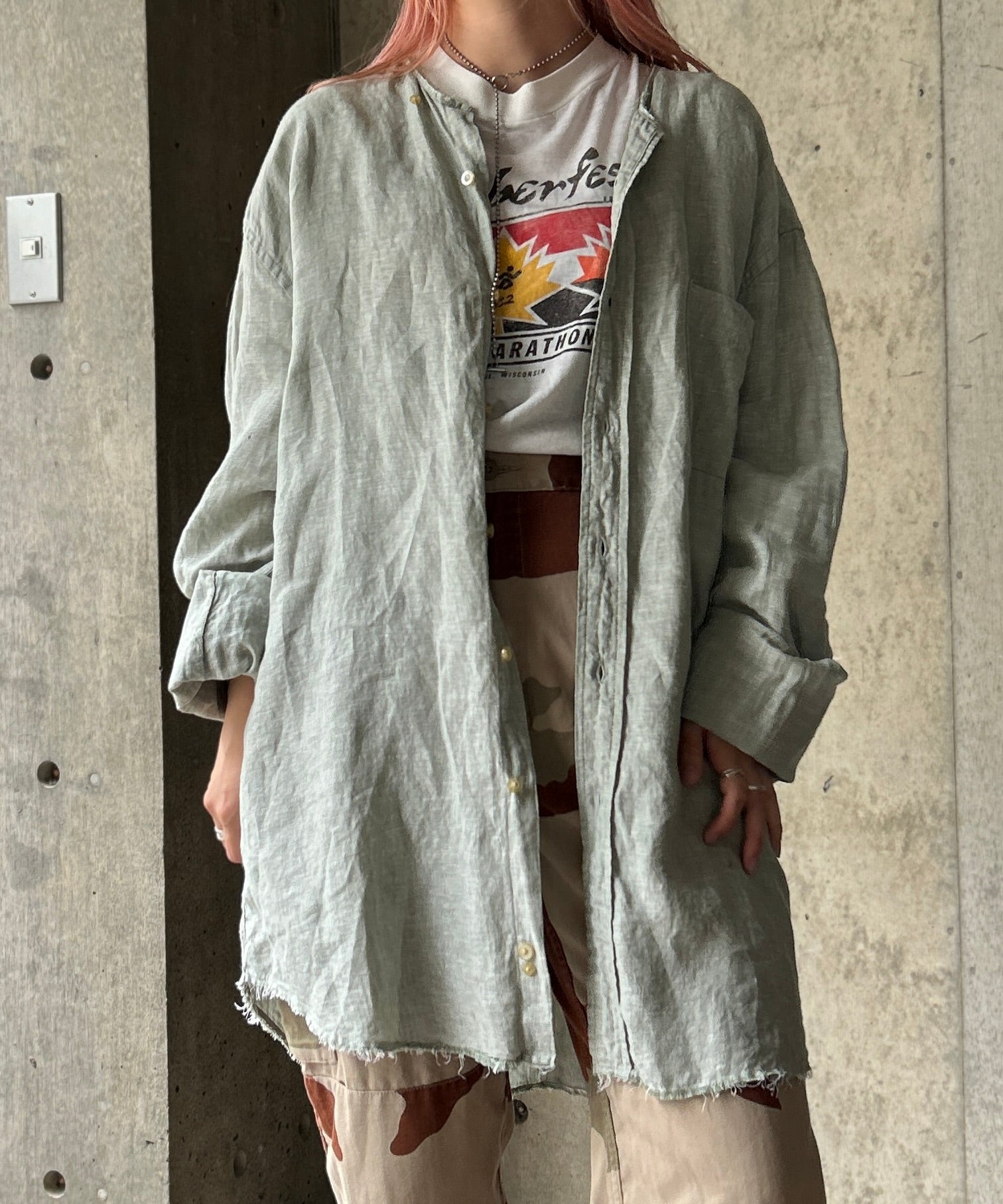 Remake Nocollar Big Shirt – H アッシュ